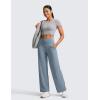 imageCRZ YOGA Womens Butterlift High Waisted Wide Leg Pants with Pockets 29quot31quot33quot  Yoga Lounge Buttery Soft Comfy CasualBelgian Blue
