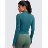 imageCRZ YOGA Womens Butterluxe Full Zip Cropped Workout Jacket Slim Fit Lightweight Athletic Yoga Tops with Thumb HolesBorealis Green