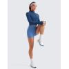 imageCRZ YOGA Womens Butterluxe Full Zip Cropped Workout Jacket Slim Fit Lightweight Athletic Yoga Tops with Thumb HolesFrench Navy
