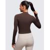 imageCRZ YOGA Womens Butterluxe Full Zip Cropped Workout Jacket Slim Fit Lightweight Athletic Yoga Tops with Thumb HolesHot Fudge Brown