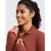 imageCRZ YOGA Womens Butterluxe Full Zip Cropped Workout Jacket Slim Fit Lightweight Athletic Yoga Tops with Thumb HolesJujube Brown
