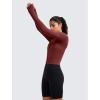 imageCRZ YOGA Womens Butterluxe Full Zip Cropped Workout Jacket Slim Fit Lightweight Athletic Yoga Tops with Thumb HolesNoctilucence Red