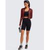 imageCRZ YOGA Womens Butterluxe Full Zip Cropped Workout Jacket Slim Fit Lightweight Athletic Yoga Tops with Thumb HolesNoctilucence Red