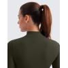 imageCRZ YOGA Womens Butterluxe Full Zip Cropped Workout Jacket Slim Fit Lightweight Athletic Yoga Tops with Thumb HolesOlive Green