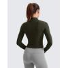 imageCRZ YOGA Womens Butterluxe Full Zip Cropped Workout Jacket Slim Fit Lightweight Athletic Yoga Tops with Thumb HolesOlive Green