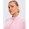 imageCRZ YOGA Womens Butterluxe Full Zip Cropped Workout Jacket Slim Fit Lightweight Athletic Yoga Tops with Thumb HolesPink Peony
