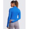 imageCRZ YOGA Womens Butterluxe Full Zip Cropped Workout Jacket Slim Fit Lightweight Athletic Yoga Tops with Thumb HolesSparkle Blue