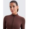 imageCRZ YOGA Womens Butterluxe Full Zip Cropped Workout Jacket Slim Fit Lightweight Athletic Yoga Tops with Thumb HolesTaupe