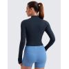 imageCRZ YOGA Womens Butterluxe Full Zip Cropped Workout Jacket Slim Fit Lightweight Athletic Yoga Tops with Thumb HolesTwilight Blue