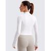 imageCRZ YOGA Womens Butterluxe Full Zip Cropped Workout Jacket Slim Fit Lightweight Athletic Yoga Tops with Thumb HolesWhite