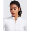 imageCRZ YOGA Womens Butterluxe Full Zip Cropped Workout Jacket Slim Fit Lightweight Athletic Yoga Tops with Thumb HolesWhite