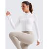 imageCRZ YOGA Womens Butterluxe Full Zip Cropped Workout Jacket Slim Fit Lightweight Athletic Yoga Tops with Thumb HolesWhite