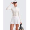 imageCRZ YOGA Womens Butterluxe Full Zip Cropped Workout Jacket Slim Fit Lightweight Athletic Yoga Tops with Thumb HolesWhite Apricot