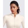 imageCRZ YOGA Womens Butterluxe Full Zip Cropped Workout Jacket Slim Fit Lightweight Athletic Yoga Tops with Thumb HolesWhite Apricot