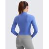 imageCRZ YOGA Womens Butterluxe Full Zip Cropped Workout Jacket Slim Fit Lightweight Athletic Yoga Tops with Thumb HolesWild Indigo