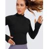 imageCRZ YOGA Womens Butterluxe Long Sleeve Workout Shirts Half Quarter Zip Athletic Tops Crop Collared TShirtBlack