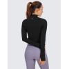 imageCRZ YOGA Womens Butterluxe Long Sleeve Workout Shirts Half Quarter Zip Athletic Tops Crop Collared TShirtBlack