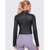 imageCRZ YOGA Womens Butterluxe Long Sleeve Workout Shirts Half Quarter Zip Athletic Tops Crop Collared TShirtBlack Classic