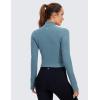 imageCRZ YOGA Womens Butterluxe Long Sleeve Workout Shirts Half Quarter Zip Athletic Tops Crop Collared TShirtBlue Ashes