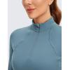 imageCRZ YOGA Womens Butterluxe Long Sleeve Workout Shirts Half Quarter Zip Athletic Tops Crop Collared TShirtBlue Ashes