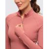 imageCRZ YOGA Womens Butterluxe Long Sleeve Workout Shirts Half Quarter Zip Athletic Tops Crop Collared TShirtBriar Rose