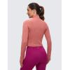 imageCRZ YOGA Womens Butterluxe Long Sleeve Workout Shirts Half Quarter Zip Athletic Tops Crop Collared TShirtBriar Rose