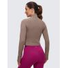 imageCRZ YOGA Womens Butterluxe Long Sleeve Workout Shirts Half Quarter Zip Athletic Tops Crop Collared TShirtBrown Purple