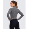 imageCRZ YOGA Womens Butterluxe Long Sleeve Workout Shirts Half Quarter Zip Athletic Tops Crop Collared TShirtDark Carbon
