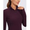 imageCRZ YOGA Womens Butterluxe Long Sleeve Workout Shirts Half Quarter Zip Athletic Tops Crop Collared TShirtDeep Purple