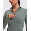 imageCRZ YOGA Womens Butterluxe Long Sleeve Workout Shirts Half Quarter Zip Athletic Tops Crop Collared TShirtGrey Sage