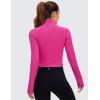 imageCRZ YOGA Womens Butterluxe Long Sleeve Workout Shirts Half Quarter Zip Athletic Tops Crop Collared TShirtHibiscus Purple