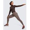 imageCRZ YOGA Womens Butterluxe Long Sleeve Workout Shirts Half Quarter Zip Athletic Tops Crop Collared TShirtHot Fudge Brown
