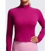 imageCRZ YOGA Womens Butterluxe Long Sleeve Workout Shirts Half Quarter Zip Athletic Tops Crop Collared TShirtMagenta Purple