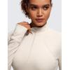 imageCRZ YOGA Womens Butterluxe Long Sleeve Workout Shirts Half Quarter Zip Athletic Tops Crop Collared TShirtMojave Tan