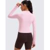imageCRZ YOGA Womens Butterluxe Long Sleeve Workout Shirts Half Quarter Zip Athletic Tops Crop Collared TShirtPink Peony