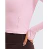 imageCRZ YOGA Womens Butterluxe Long Sleeve Workout Shirts Half Quarter Zip Athletic Tops Crop Collared TShirtPink Peony
