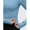 imageCRZ YOGA Womens Butterluxe Long Sleeve Workout Shirts Half Quarter Zip Athletic Tops Crop Collared TShirtPure Blue