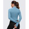 imageCRZ YOGA Womens Butterluxe Long Sleeve Workout Shirts Half Quarter Zip Athletic Tops Crop Collared TShirtPure Blue