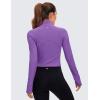 imageCRZ YOGA Womens Butterluxe Long Sleeve Workout Shirts Half Quarter Zip Athletic Tops Crop Collared TShirtRoyal Lilac
