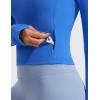 imageCRZ YOGA Womens Butterluxe Long Sleeve Workout Shirts Half Quarter Zip Athletic Tops Crop Collared TShirtSparkle Blue