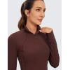 imageCRZ YOGA Womens Butterluxe Long Sleeve Workout Shirts Half Quarter Zip Athletic Tops Crop Collared TShirtTaupe