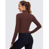 imageCRZ YOGA Womens Butterluxe Long Sleeve Workout Shirts Half Quarter Zip Athletic Tops Crop Collared TShirtTaupe