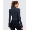 imageCRZ YOGA Womens Butterluxe Long Sleeve Workout Shirts Half Quarter Zip Athletic Tops Crop Collared TShirtTwilight Blue