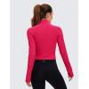 imageCRZ YOGA Womens Butterluxe Long Sleeve Workout Shirts Half Quarter Zip Athletic Tops Crop Collared TShirtViva Magenta
