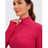 imageCRZ YOGA Womens Butterluxe Long Sleeve Workout Shirts Half Quarter Zip Athletic Tops Crop Collared TShirtViva Magenta