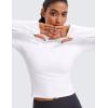 imageCRZ YOGA Womens Butterluxe Long Sleeve Workout Shirts Half Quarter Zip Athletic Tops Crop Collared TShirtWhite