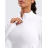 imageCRZ YOGA Womens Butterluxe Long Sleeve Workout Shirts Half Quarter Zip Athletic Tops Crop Collared TShirtWhite