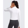 imageCRZ YOGA Womens Butterluxe Long Sleeve Workout Shirts Half Quarter Zip Athletic Tops Crop Collared TShirtWhite