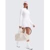 imageCRZ YOGA Womens Butterluxe Long Sleeve Workout Shirts Half Quarter Zip Athletic Tops Crop Collared TShirtWhite