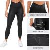 imageCRZ YOGA Womens Butterluxe Matte Faux Leather Cross Waist Leggings 25quot  V Crossover High Waisted LoungeBlack Classic